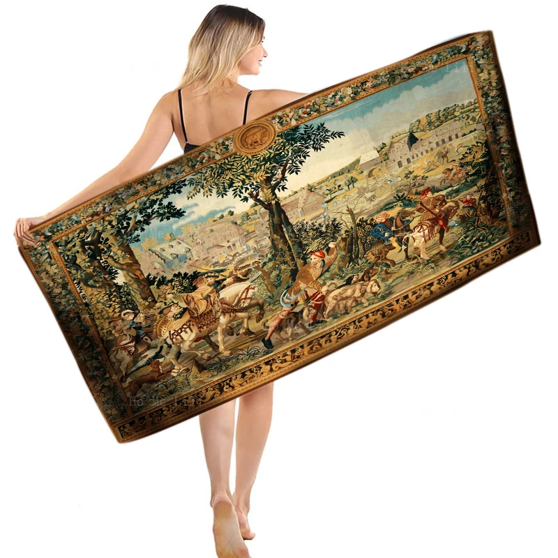 Medieval Flemish Nobles Hunting Scene Louis Xiv As The Embodiment Of Air Retro Quick Drying Towel By Ho Me Lili Fit For Fitness