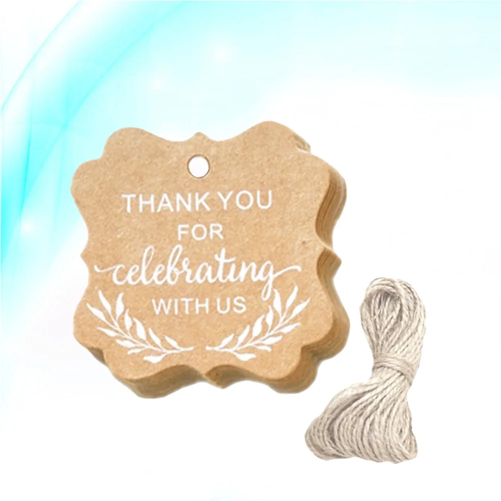 100pcs Kraft Paper Tags Durable Simple Classic for Wedding Party Food Package Gifts with Strings Scrapbooking