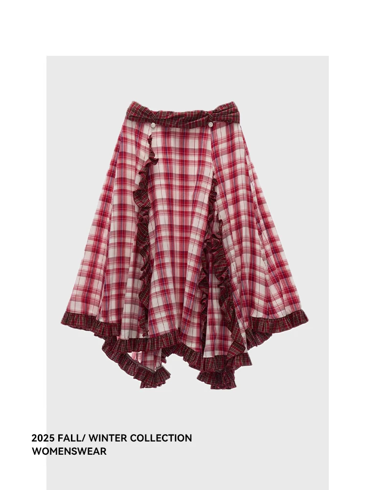 

Юбка Forever 2 в клетку, женская повседневная длинная юбка с высокой талией, А-силуэт, осенняя новинка, элегантная, для офиса, с высокой талией