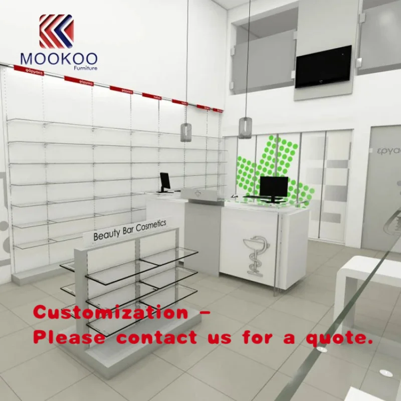 custom.Beauty Bar Apotek Display Counter Racks-Modern Style Customized Color & Type Wood/Metal Material 6 Shelves Factory Direct