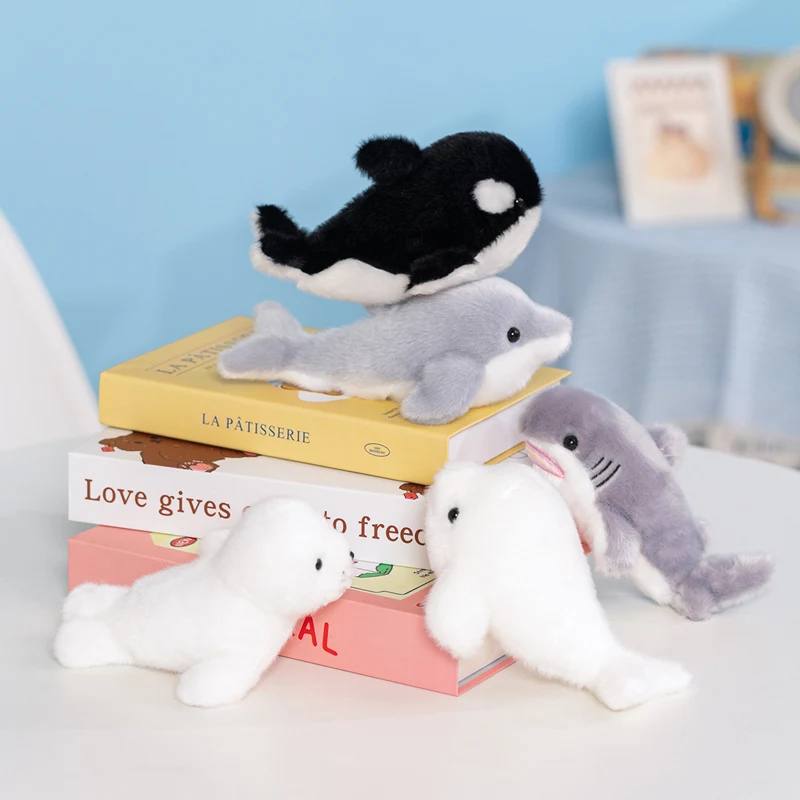 Soft Fluffy Magnetic Ocean Series Plush Fridge Magnet Toy Shark Orca Seal Dolphin Stuffed Animal Doll Birthday Gift Boy Girl Kid