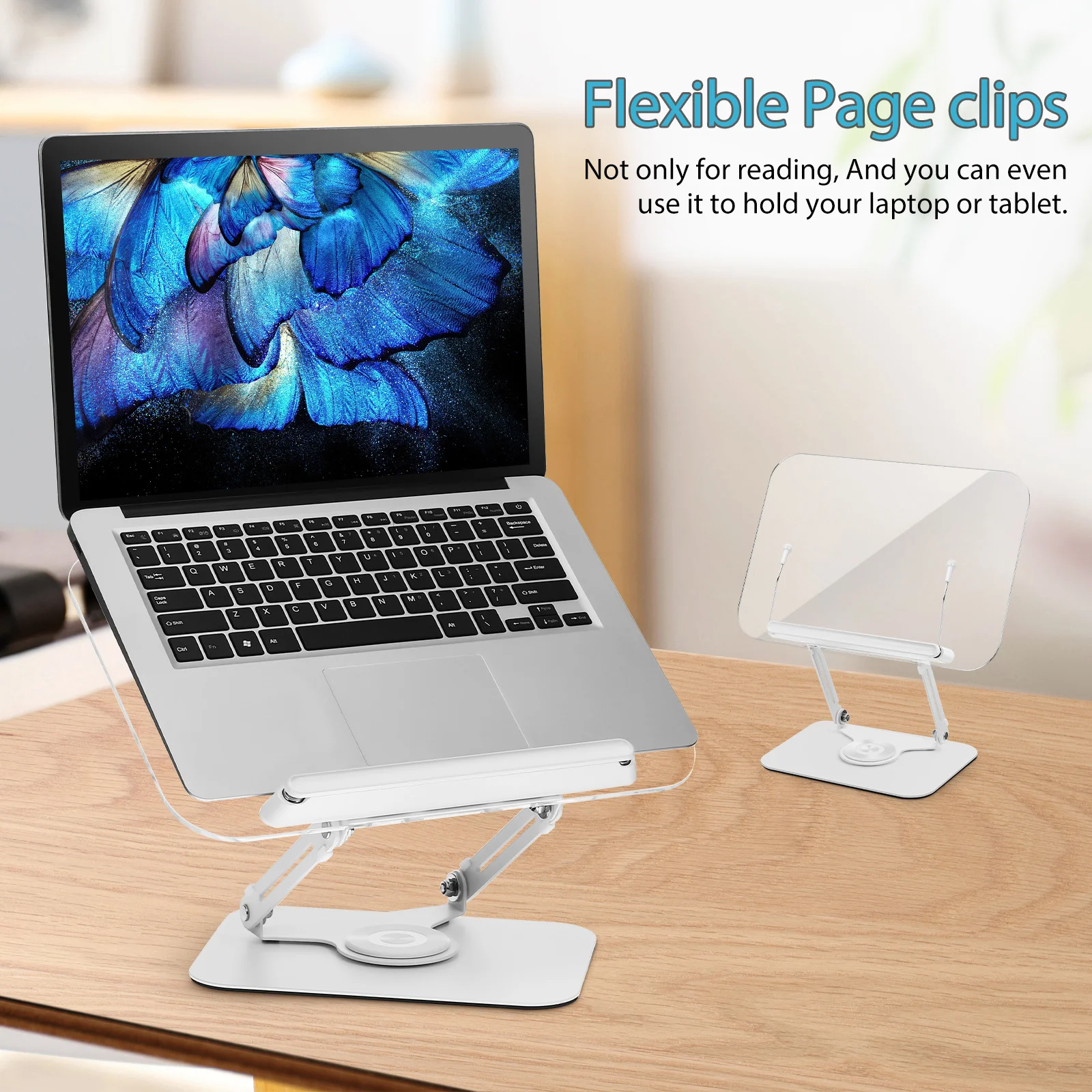 

1pcs Rotating Reading Stand Adjustable Height Clear Book Holder For Hands-Free Reading Writing Studying Display Laptop Tablet