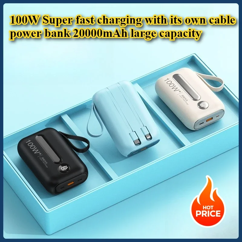 

Super Fast Charging with Its Own Cable Power Bank 20000mAh Large Capacity Mini Portable Compact Mobile Power Supply