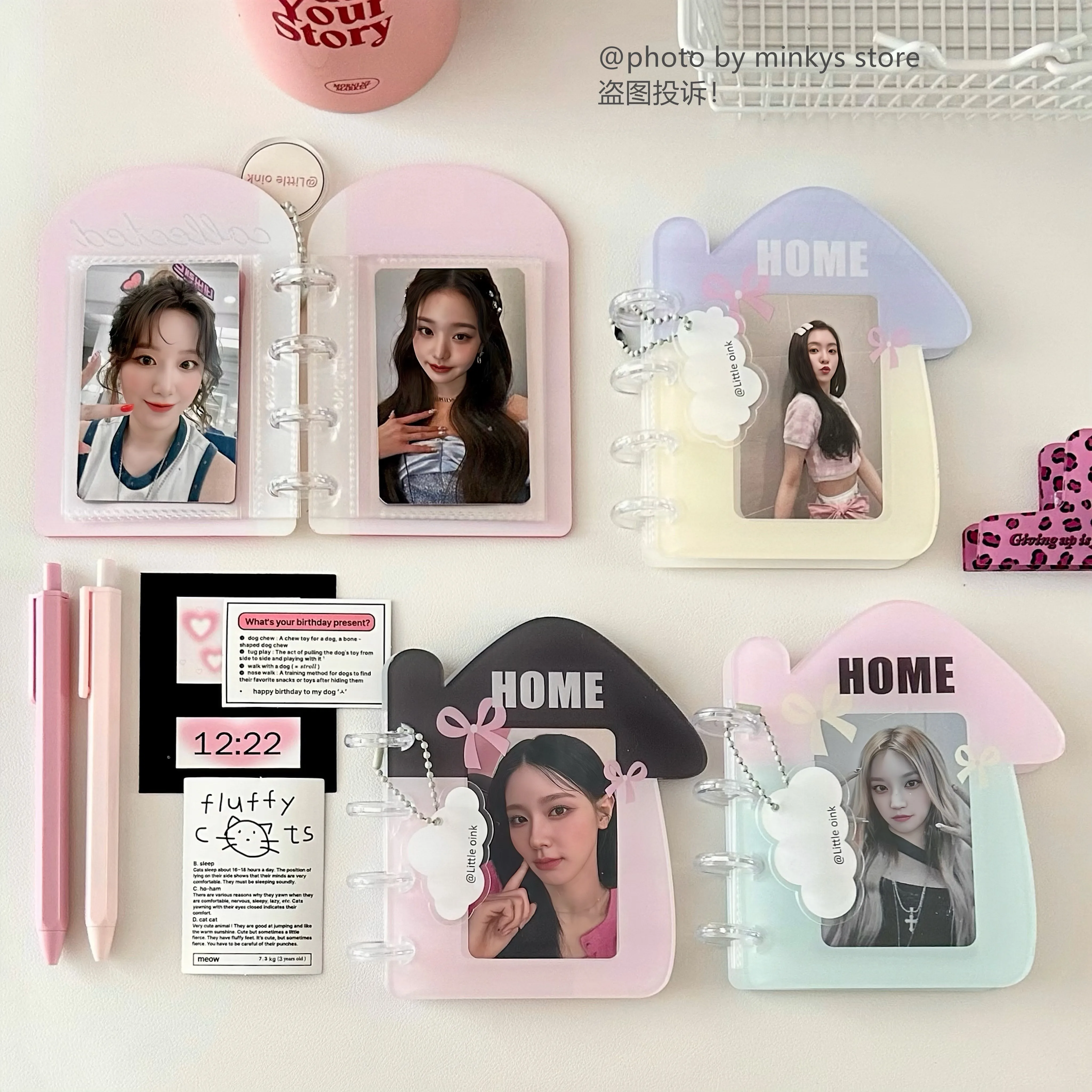 MINKYS Kawaii House Shape Mushroom Kpop Photocards Binder Idol Photos Collection Book Star Chaser Album Small Card Storage Book