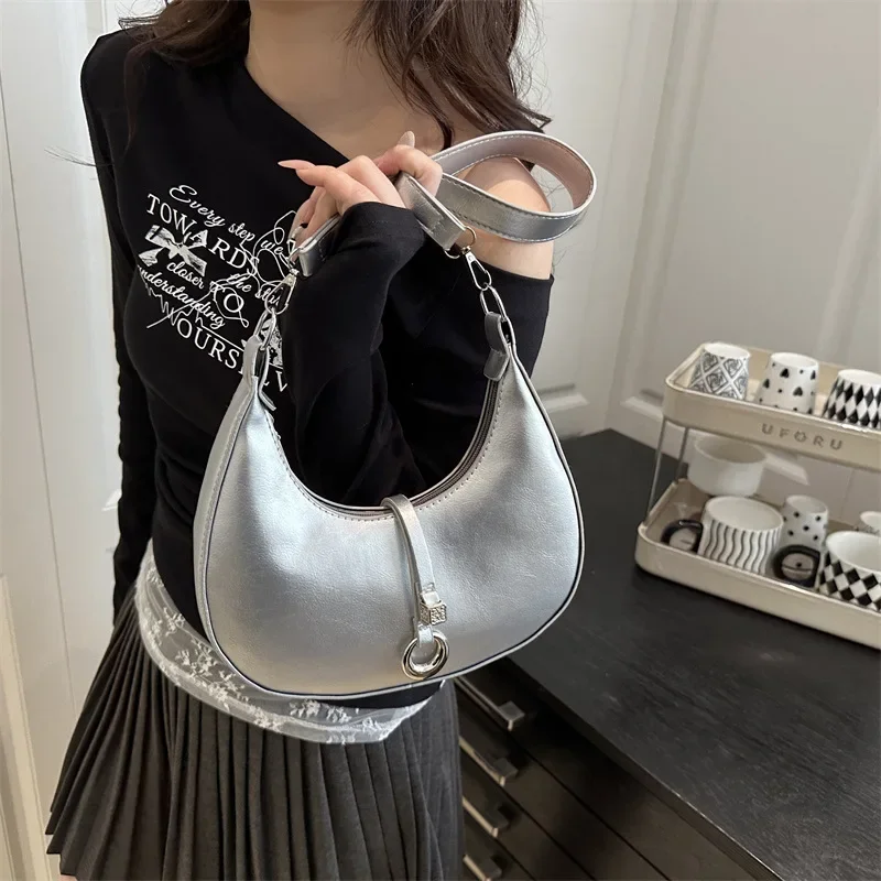 

Женская сумка подмышки, универсальные и стильные простые сумки на ремне, застежка-молния, однотонная и стильная дорожная сумка