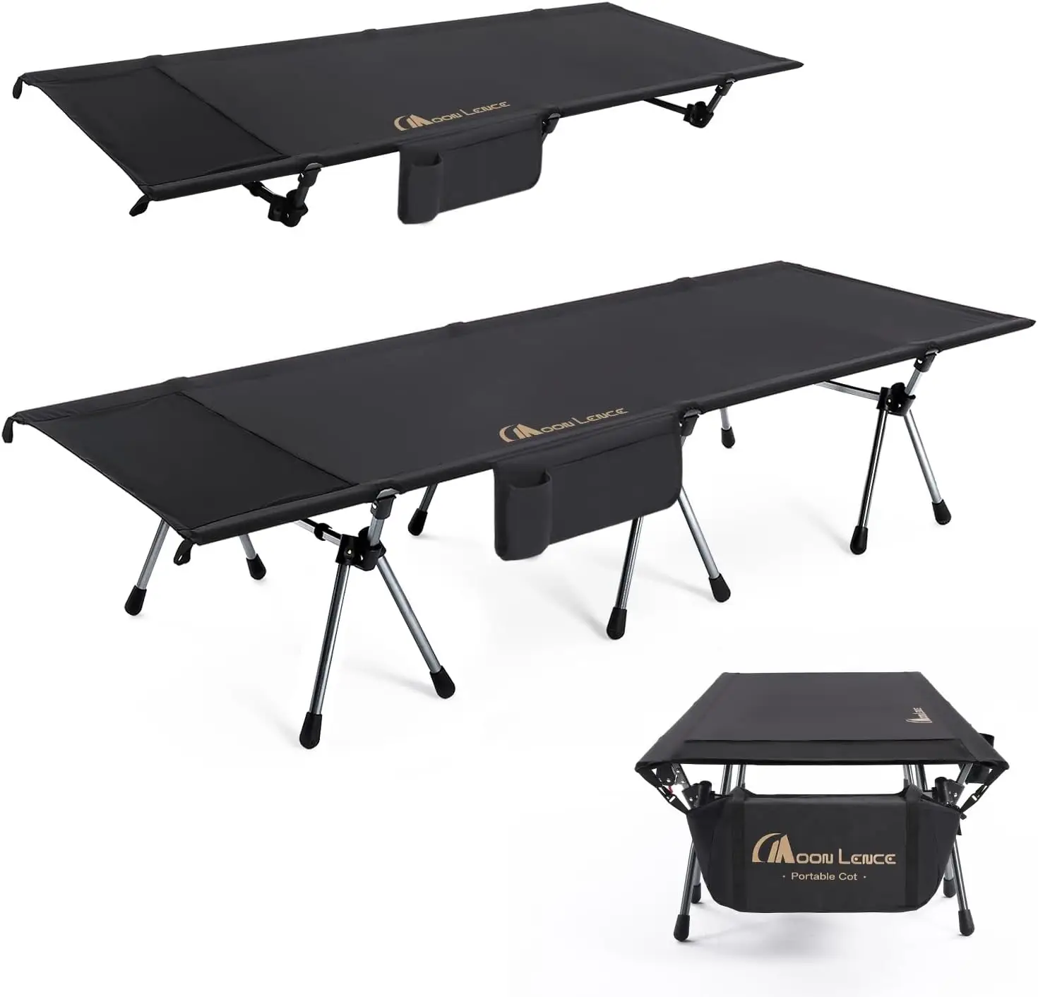 Camping Cot with Adjustable Height and Leg Extenders, Heavy-Duty 330 lbs Support, Portable Folding Bed, Lightweight and Comfortable for Hiking, Travel, Truck, Beach, Office Naps, Backpacking, Camping