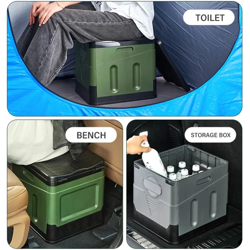 Car Folding Toilet for Camping Outdoor Portable Travel Adult Self-Driving Picnic Emergency Toilet Sundries Organizer Storage Box