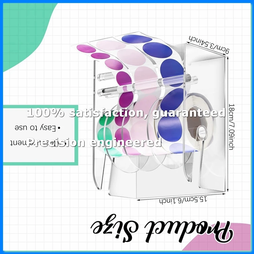 2PackX(Adjustable Label Dispenser Acrylic Sticker Roll Dispenser Sticker Roll Holder Clear Label Holders Sticker Holder 4 Disks)