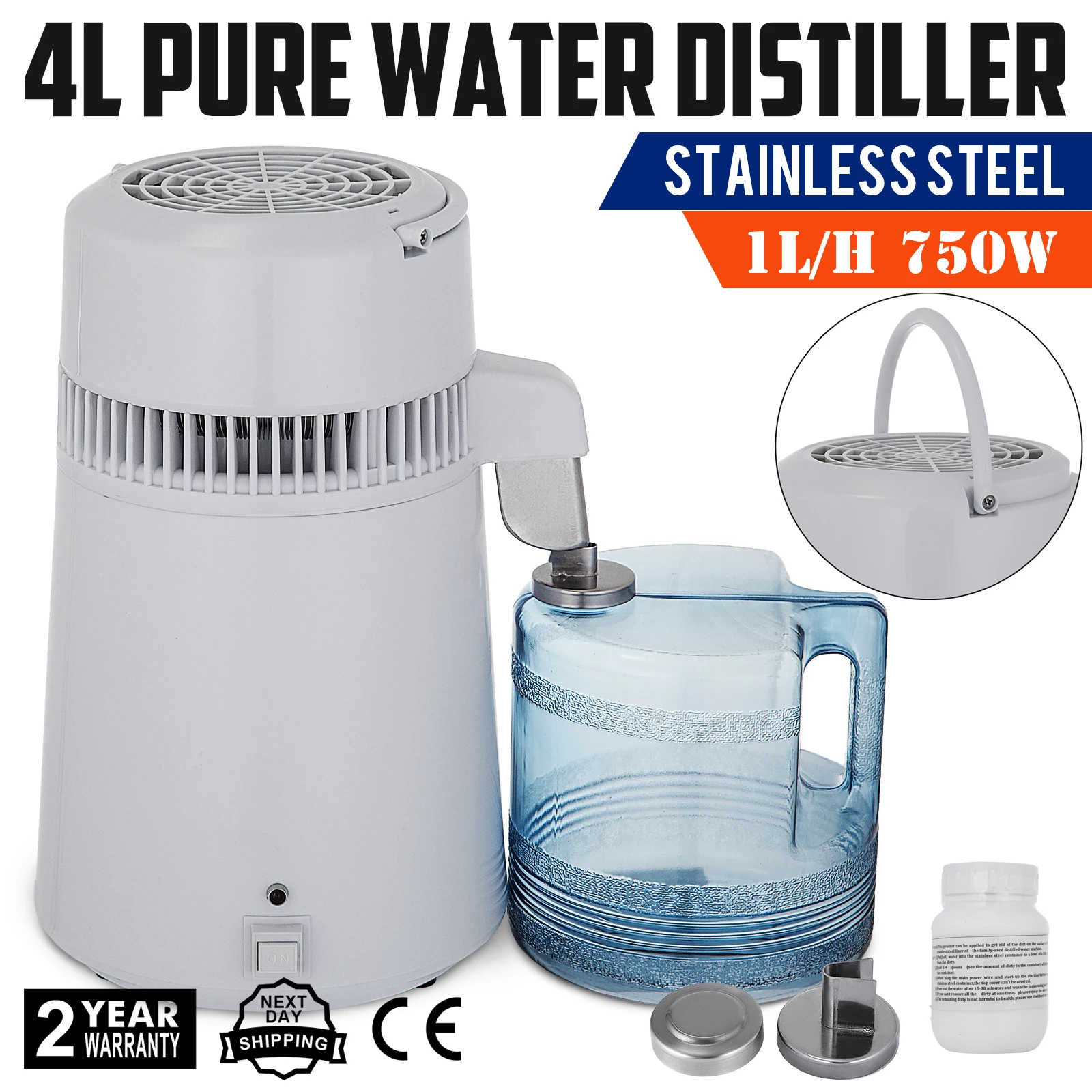 

Newest 4L Dental Medical Pure Water Distiller All Stainless Steel Internal
