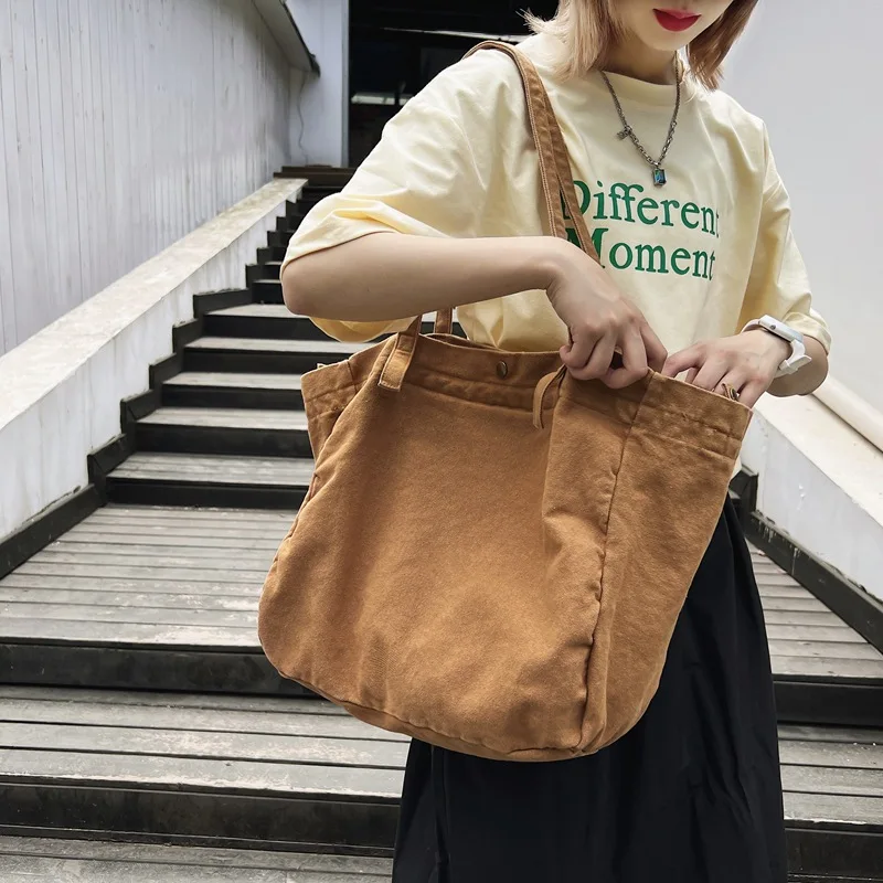 

Korean Canvas Shoulder Shopper Bag for Women 2025 New Large Woman Tote Bookbag Brand Female Handbags Student Ladies Bolso Mujer