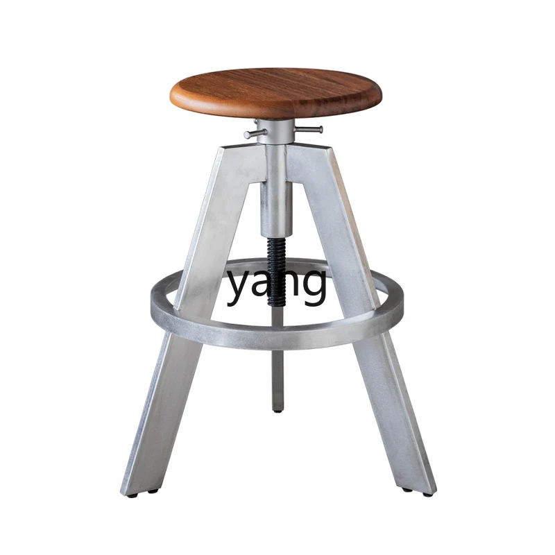 LTT Adjustable Solid Wood round Stool High Leg Bar Bar Stool Household Minimalist Spinning Lift Chair