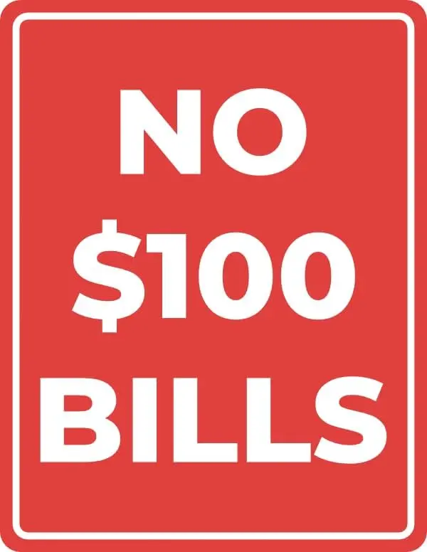 No 100 Bills Sign Business Signs ; Metal Tin Garage Man Cave Wall Decor-aluminum