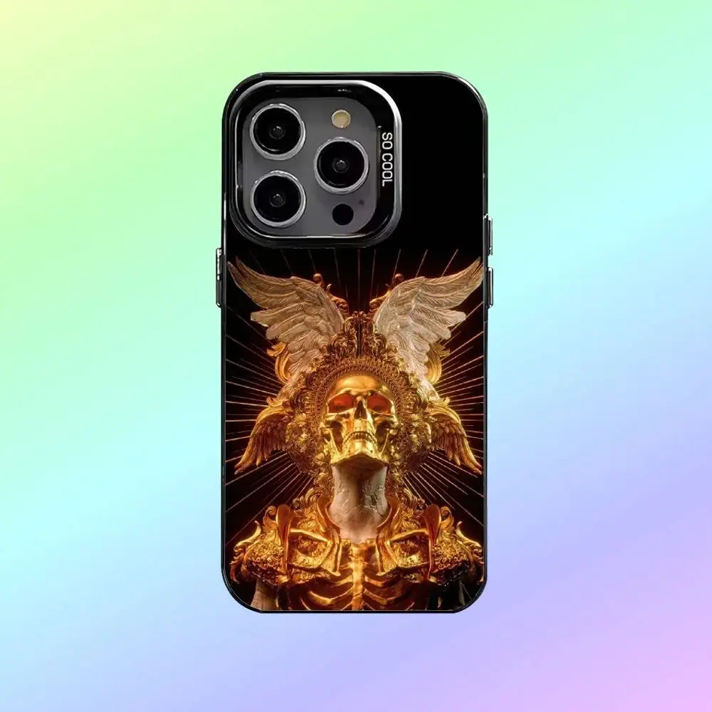 Custodia per telefono Billelis art per iPhone17,16,15,14,13,12,11 Plus,Pro Max Custodia per telefono color argento