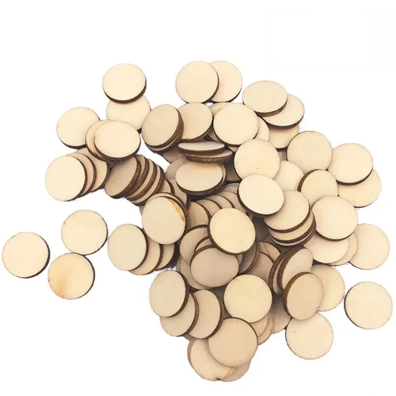 500pcs 2cm Unfinished Wooden Circles, Blank Natural Round Wood Slices Wooden Cutout Tiles for DIY Crafts Painting Staining