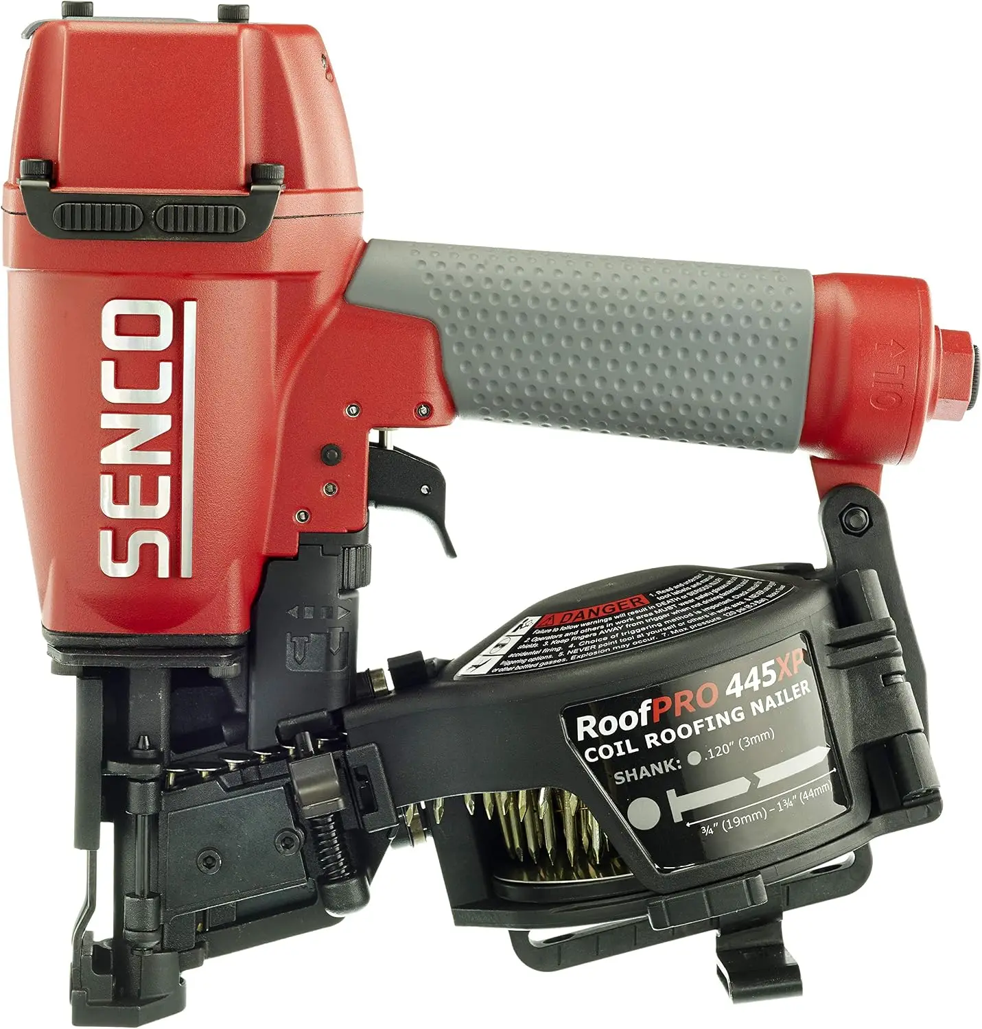 

8V0001N RoofPro 445XP 1-3/4" 15-Degree Angle Wire Pneumatic Coil Siding Nailer, Roofing Nailer