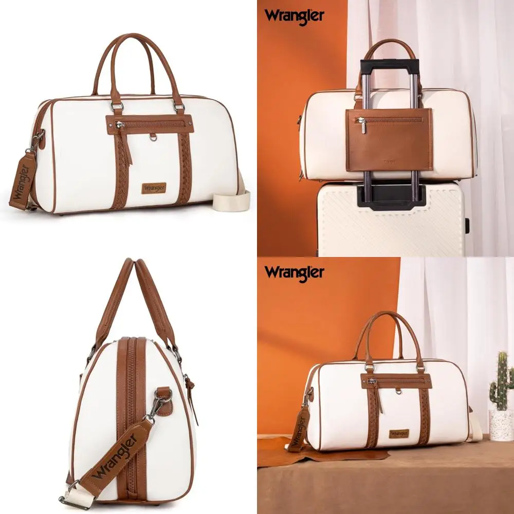 حقيبة كبيرة من القماش الخشن لعطلة نهاية الأسبوع للنساء - حقيبة حمل مصممة بين عشية وضحاها، حقيبة جلدية للرحلات، بيج #1