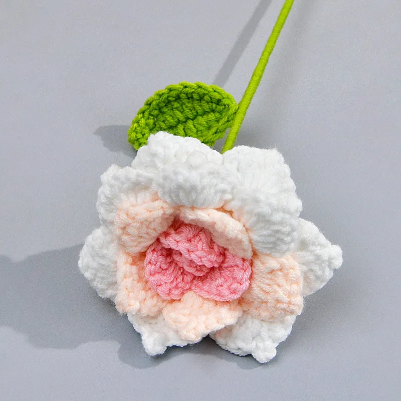 1 x handgefertigte Häkelblumensträuße, gestrickter Rosenstrauß aus Stoff für DIY-Heimdekoration, Geschenk für Frau, Frau, Mutter, Freundin, Liebhaber – Detail 8