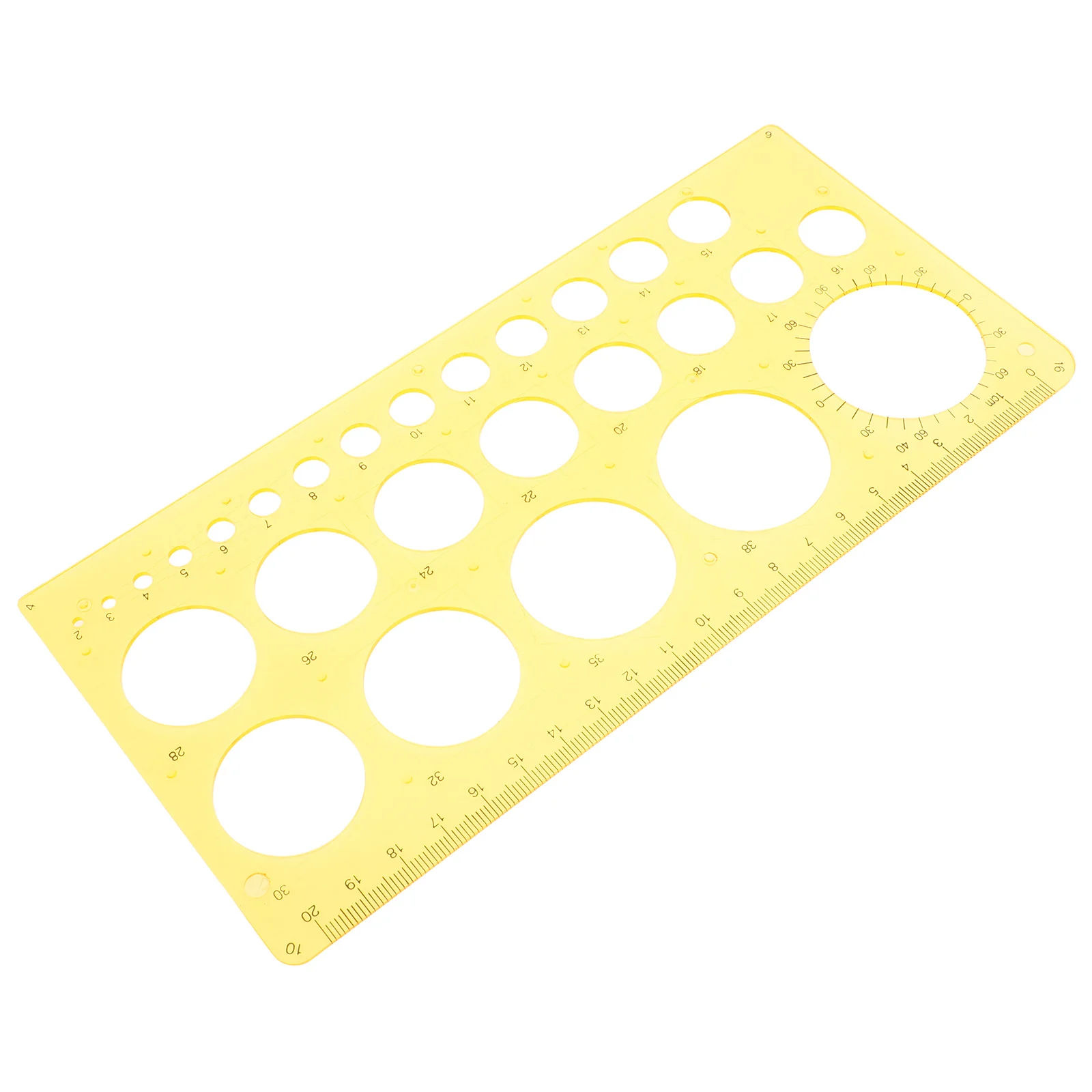 원형 템플릿 자 노란색 플라스틱 다기능 설계 도구 건축가 디자이너 전기 공학 도면용