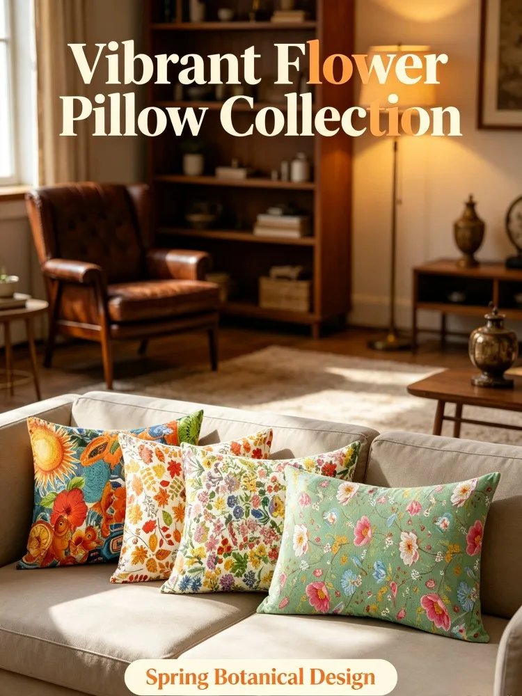Summer Fruit Floral Lumbar Pillow Cover Set Tropical Botanical Flower Print Cushion Cover Soft Rectangular Throw Pillowcase for