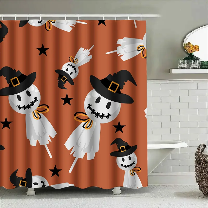 

Tuniu Хэллоуин Джек О'Фонарь Опудало занавеска для душа для декора ванной комнаты