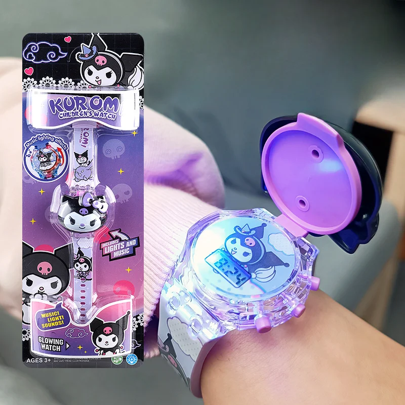 Nuovo orologio musicale Sanrio Kawaii Cartoon Anime Kuromi Cinnamoroll Hello Kitty My Melody Cinturino in silicone Orologi Regali di compleanno per