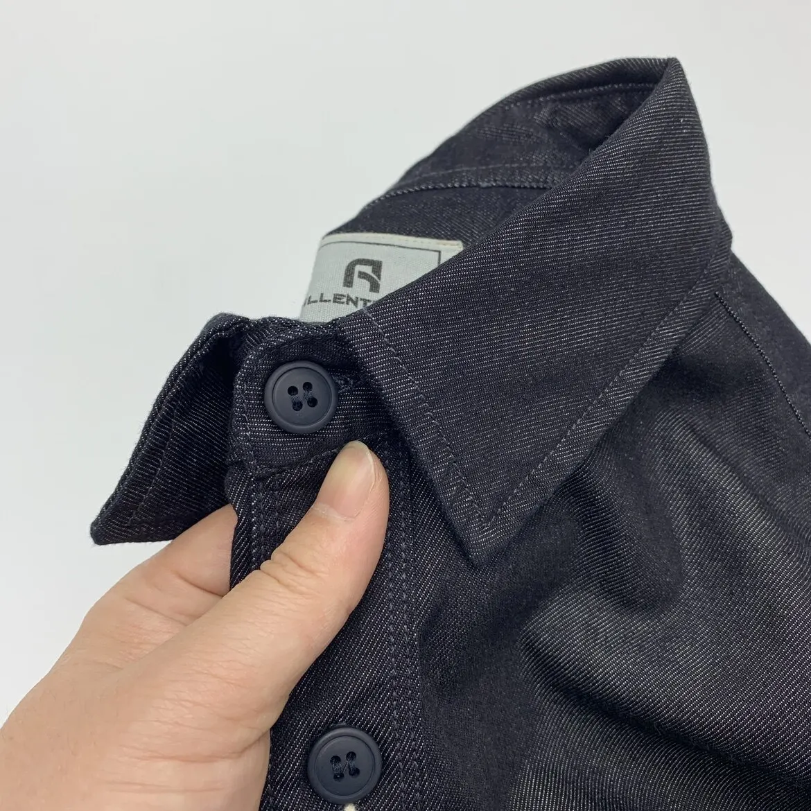 Black Raw Denim Workwear Shirt for Men Amekaji European & American Street Biker Style Loose Plus Size Long Sleeve Autumn Shirt