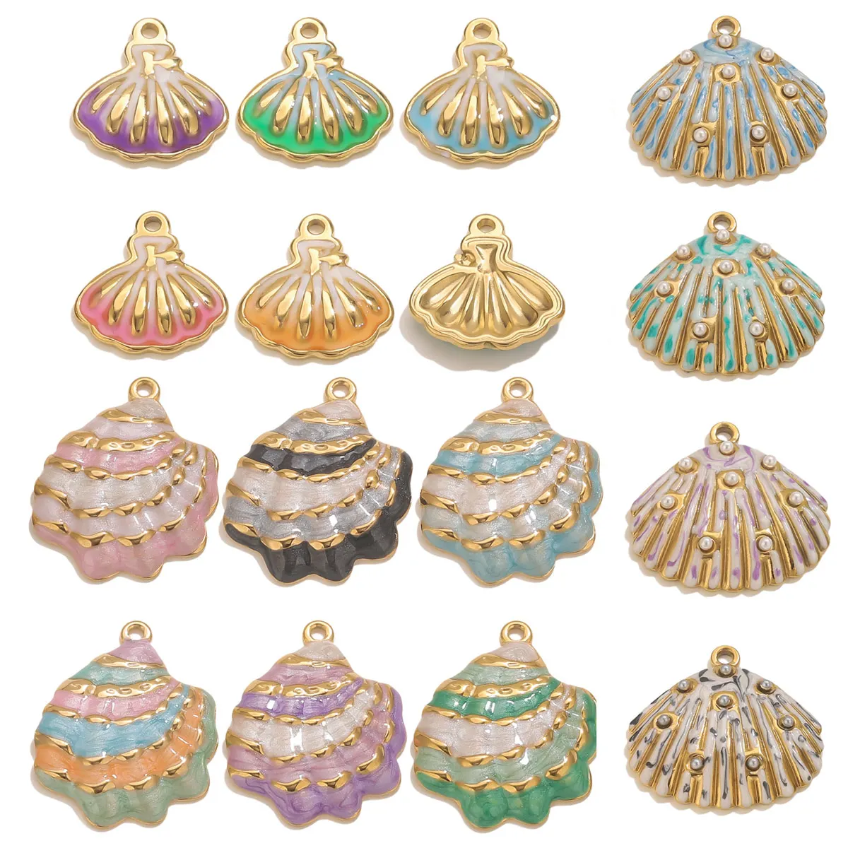 

3pcs Stainless Steel Shells Charms Enamel Summer Ocean Wind DIY women Necklace Bracelet Anklet Jewelry Making Supplies Wholesale