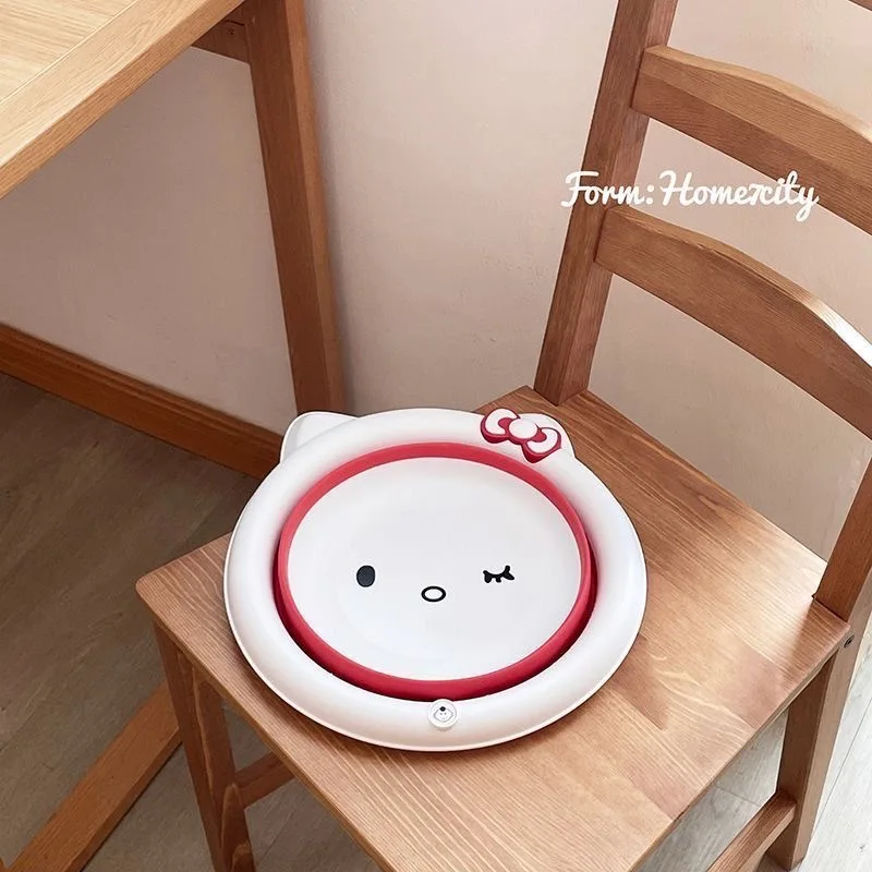 

Hello Kitty Folding Basin Kawaii Cartoon Anime Girl Dormitory Home Furnishings Home Decor Desktop Ornament Cute Gift Wholesale