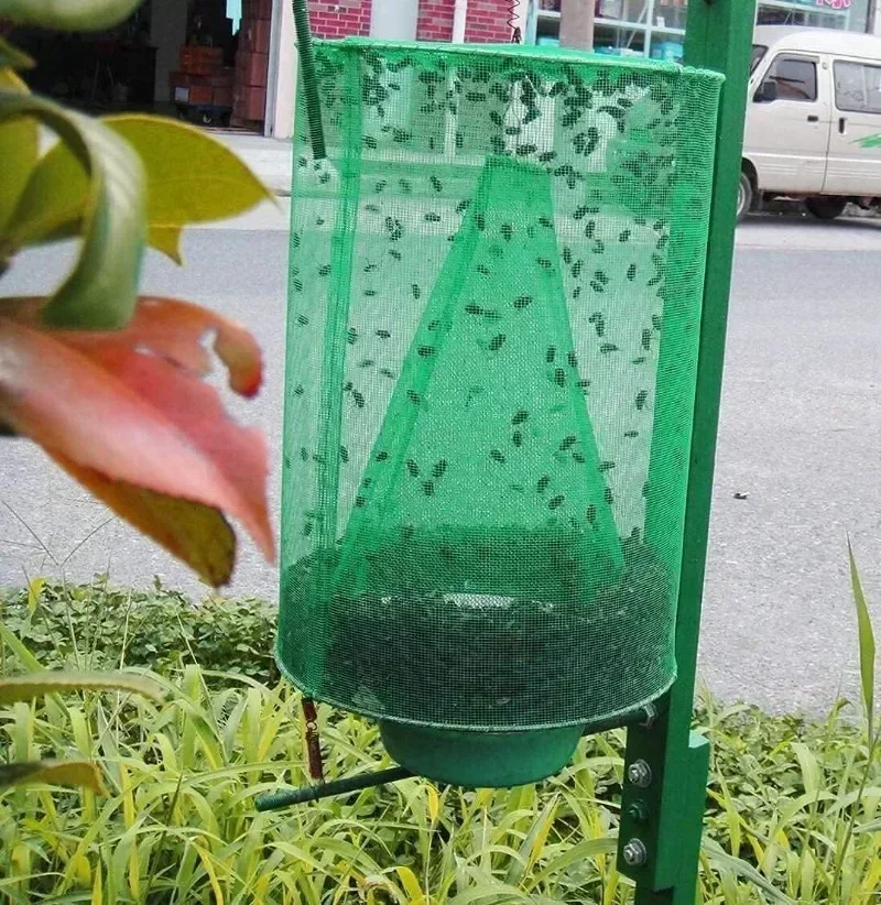 Fly Trap Outdoor Hanging Pest Catchers Foldable Green Mesh Cages Flying Insects Traps for Outdoor Farm Horse Stable Orchard