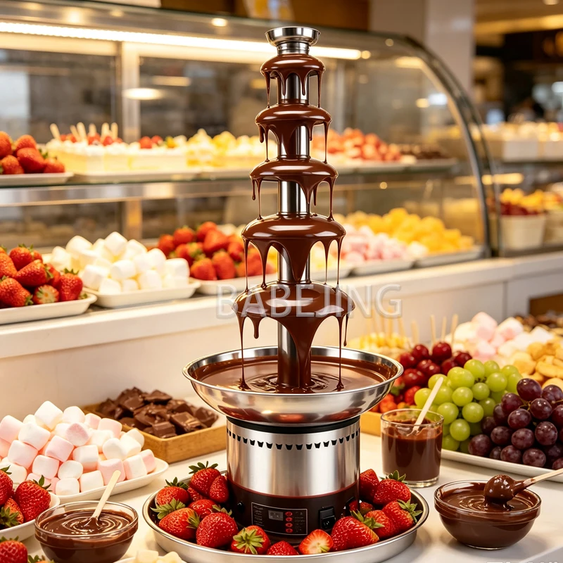 Stainless Steel Chocolate Fountain Machine Commercial Fondue Melter for Wedding Banquet Food Display