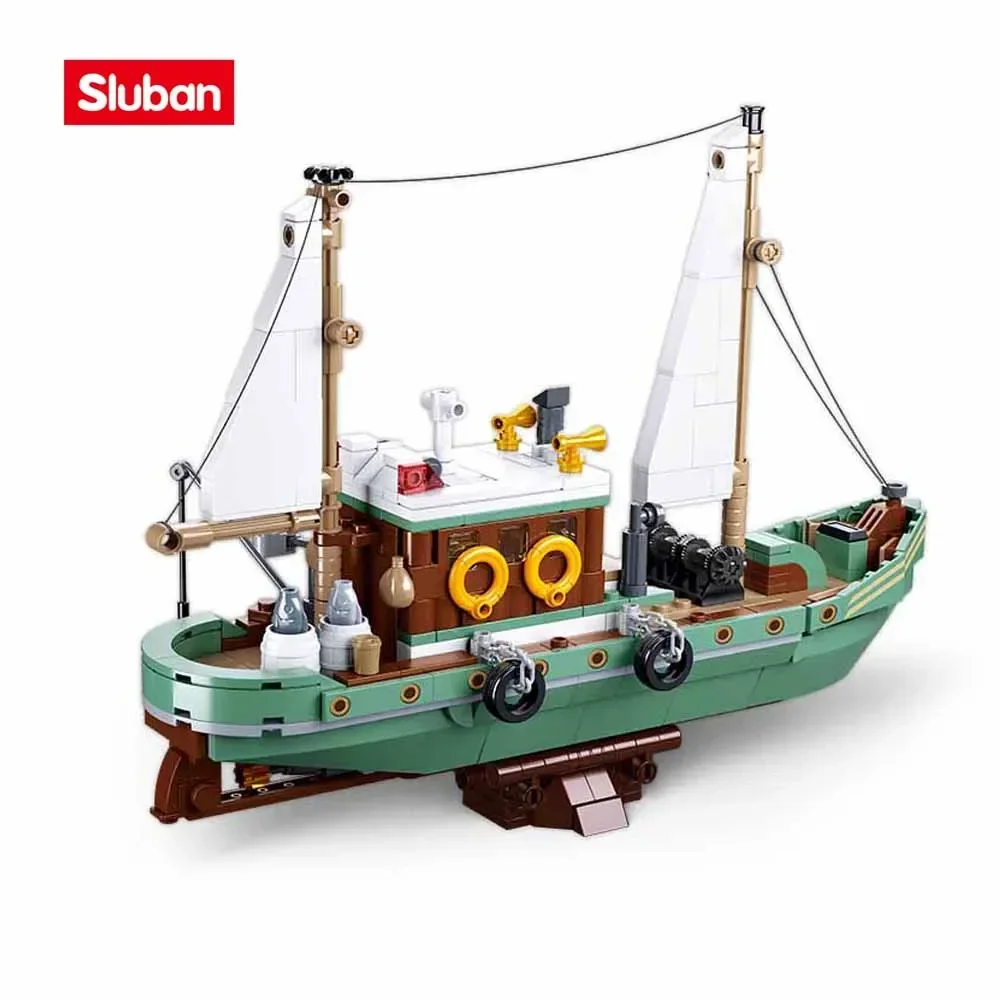 Sluban M38-B1119 Bouwsteen Speelgoed Vissersboot Model 610 Stuks Bouwstenen Set Zeilschip Educatief Speelgoed Voor Kinderen Cadeau