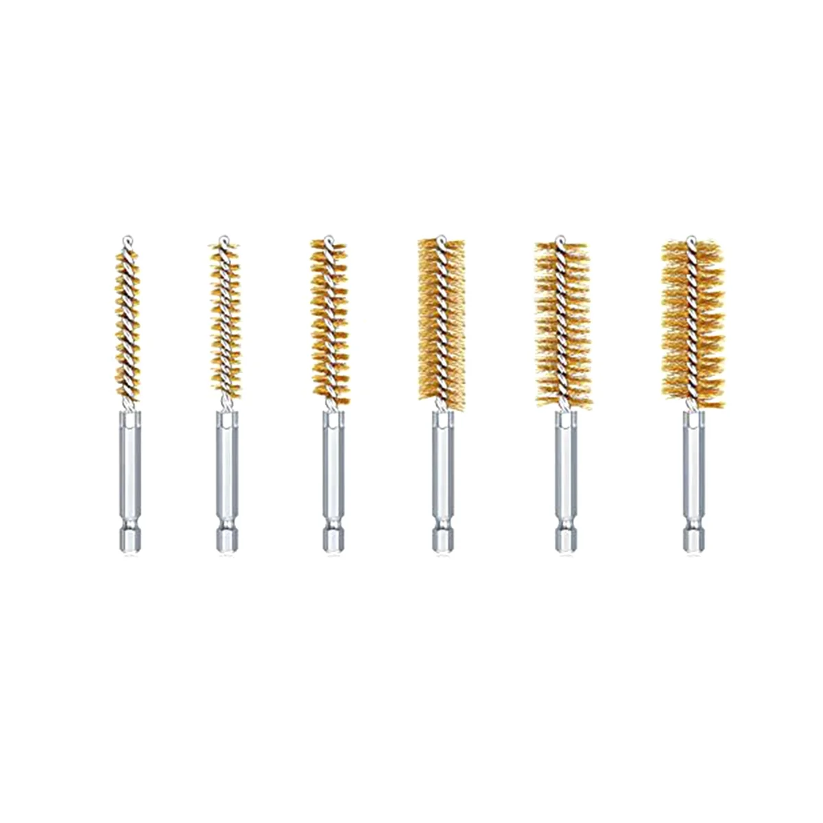 12PCS Steel Bore Wire Brush Twisted Wire Stainless Steel Cleaning Brush with Handle 1/4 Inch Hex for Pipe Hole