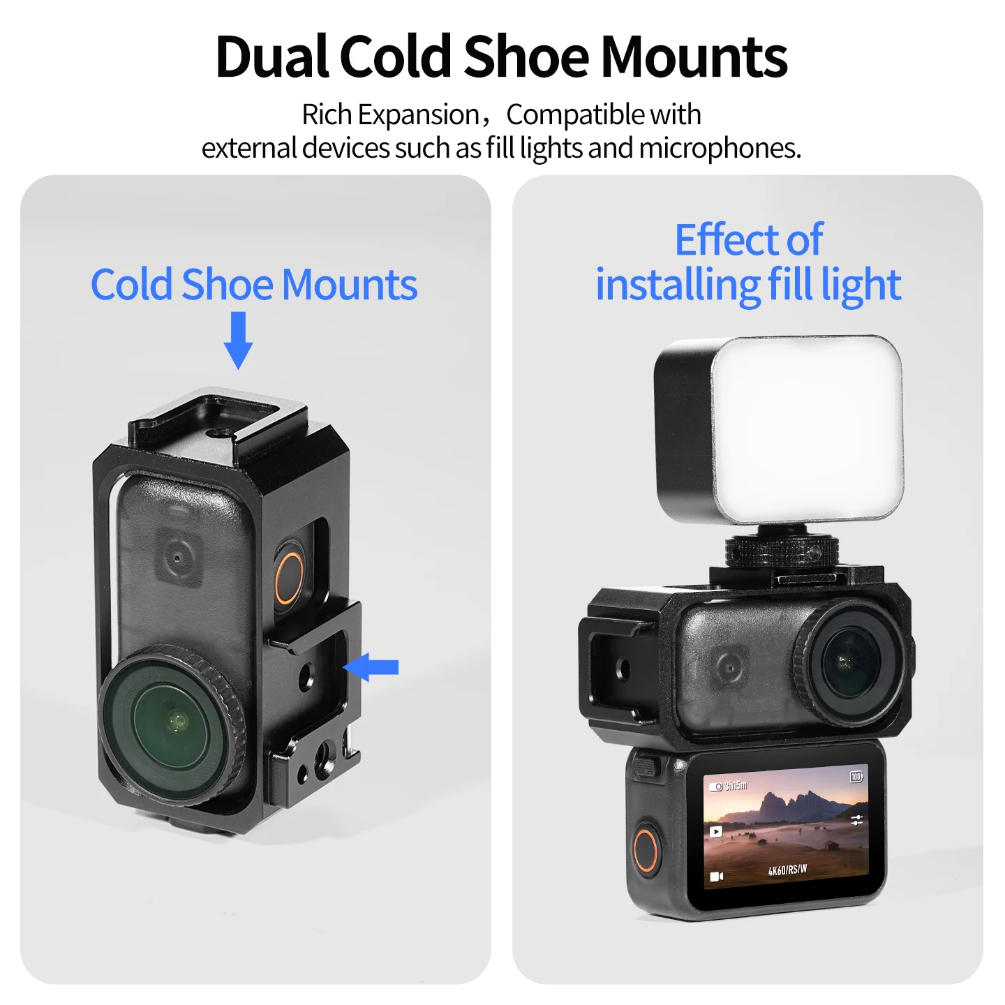 Für DJI Osmo Nano Metall-Käfig Schnellwechsel-Stativadapter Cold Shoe Halterung für Vertikale und Horizontale Umschalt-Actionkamera Zubehör – Detail 12