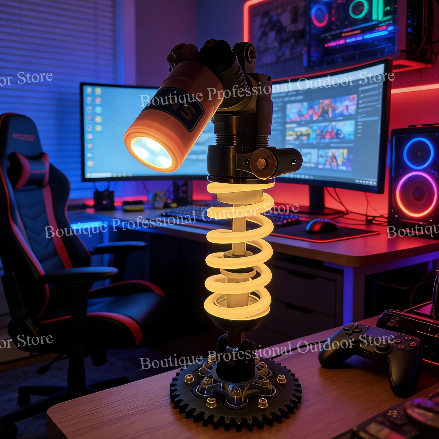 Car Shock Absorber Desk Lamp, Personalized Industrial Style Decor, Night Light for E-Sports Room Ambience Unique Gift for Boys