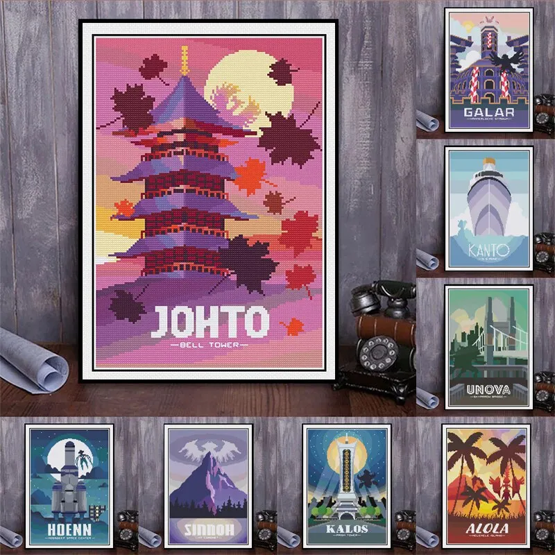 الشمال قماش الفن المشهد الحديث يطبع للجدران ديكور عبر غرزة أنماط الملصقات غرفة المعيشة المنزلي الديكور