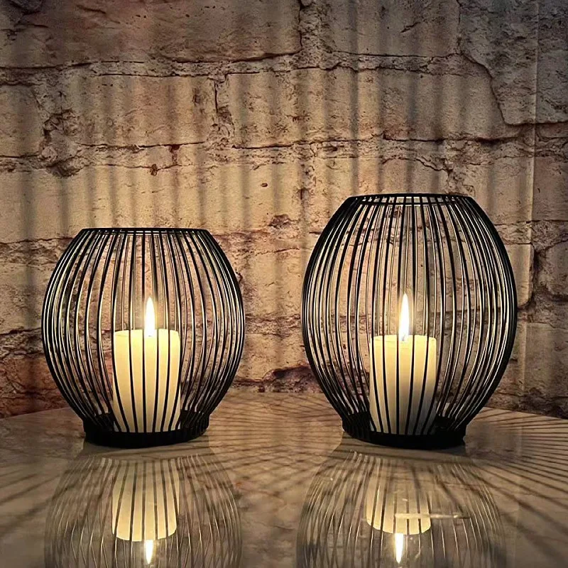 

Nordic simple wrought iron candle holder decoration led electronic candle holder coffee restaurant creative home crafts