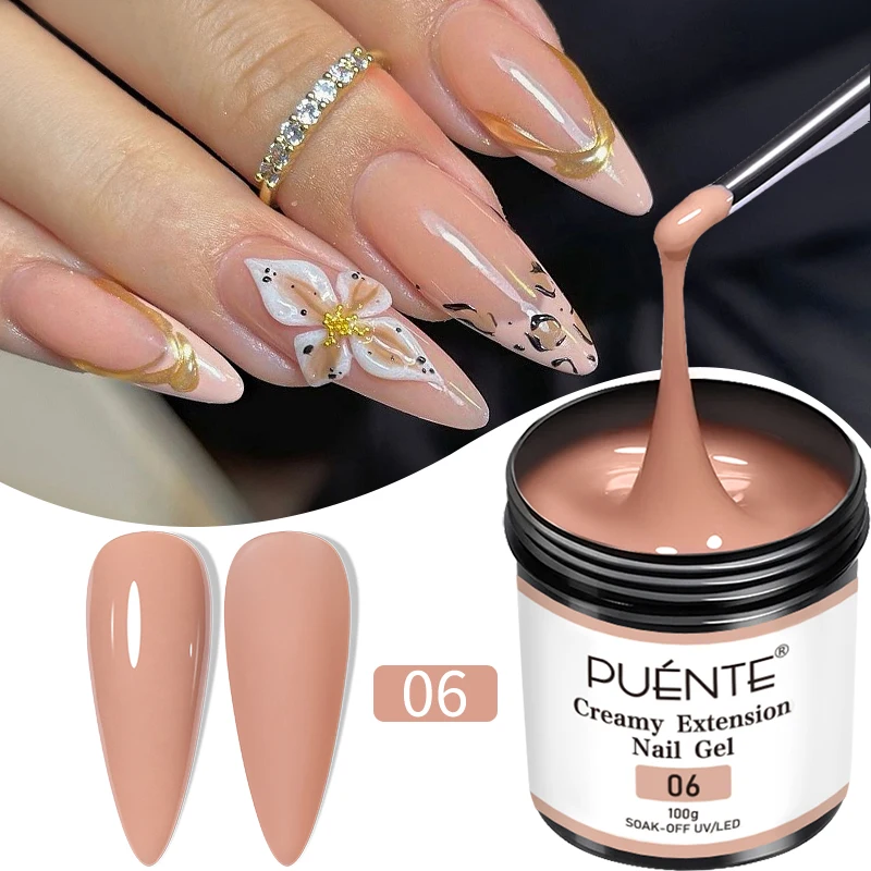PUENTE 4pcs/set 100g Nude Colors Creamy Extension Nail Gel, Big Volume Builder Nail Gel Hard Construction Gel For Nail Strengthen & Extension, UV/LED Lamp Cured, Nail Art Varnish For Manicure, Gel Nail Polish Kit, Gift For Women
