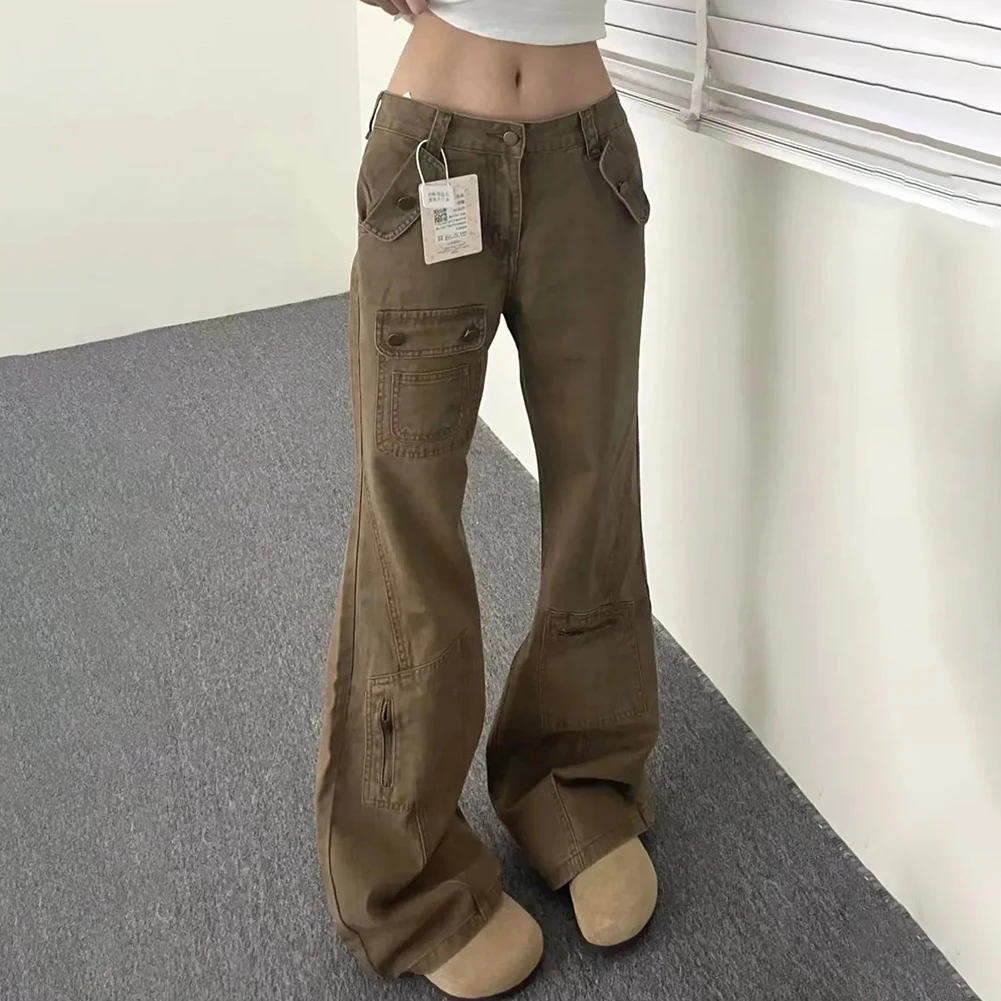 Macacão elegante de cintura alta em tecido de algodão macio, cor marrom moderna, perfeitamente adequado para o guarda-roupa da mulher moderna