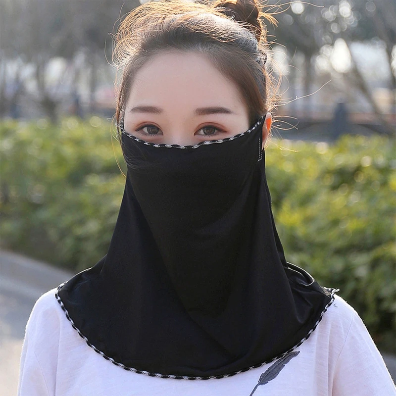 Face Cover Woman Sunscreen Riding Mask Face Neck Protector Sunshade Anti-UV Cold Feeling Ear Scarf Tropical Veil M6CD