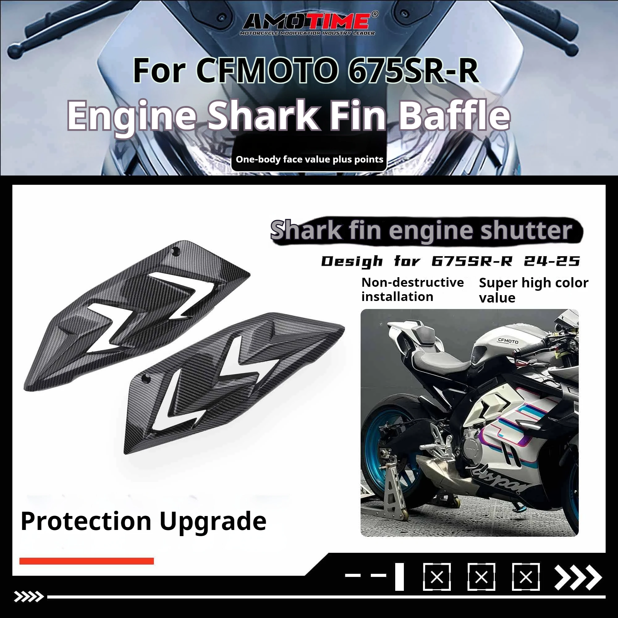 For CFMOTO 675SR-R modified engine shield shark fin shielding protective cover motorcycle decoration accessories