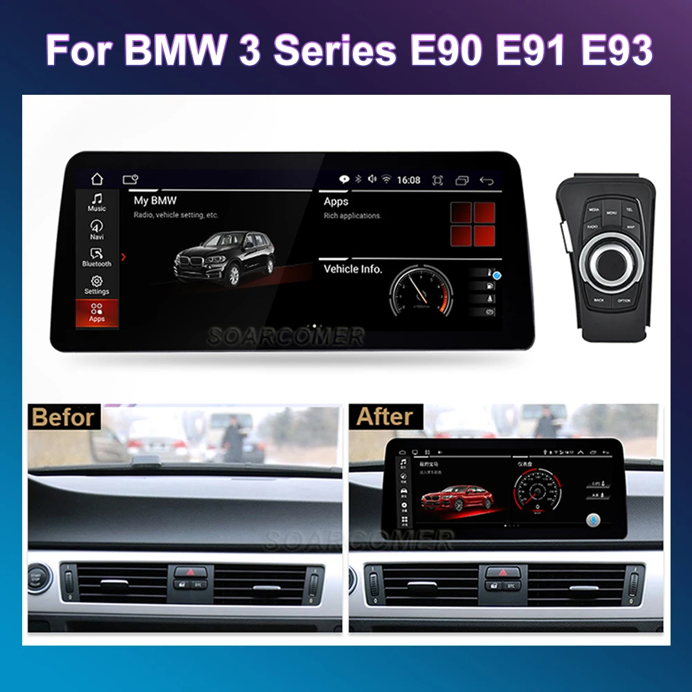 12.3 Inch Android 12 System Car Radio For BMW 3 Series E90 318i 320i E91 E93 2006 - 2012 WIFI SIM BT GPS Navi Multimedia