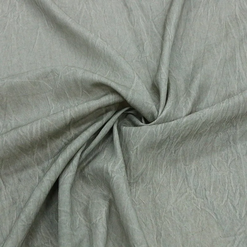 12 momme oak silk cotton crepe and embossed pleated fabric cold-dyed dirt-dyed stir-fried designer