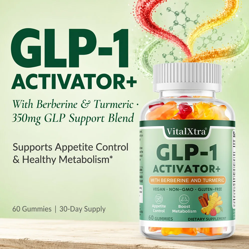 GLP-1 Support Gummies with Berberine Turmeric & Inulin, Support Gut Digestion Metabolism Appetite Control & Daily Body Wellness