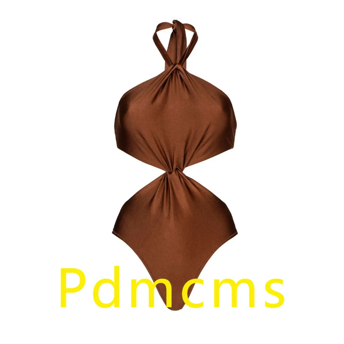 

2025 new model, European and American solid color neck strap, sexy hollow high-waisted triangular one-piece swimsuit for women