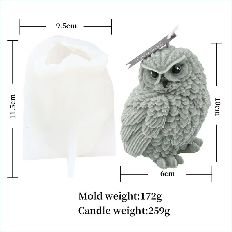 Stand Owl Silicone Candle Mold Cute Animal Owl Scented Candle Plaster Resin Soap Mould Chocolate Cake Ice Mould Home Decor Gifts