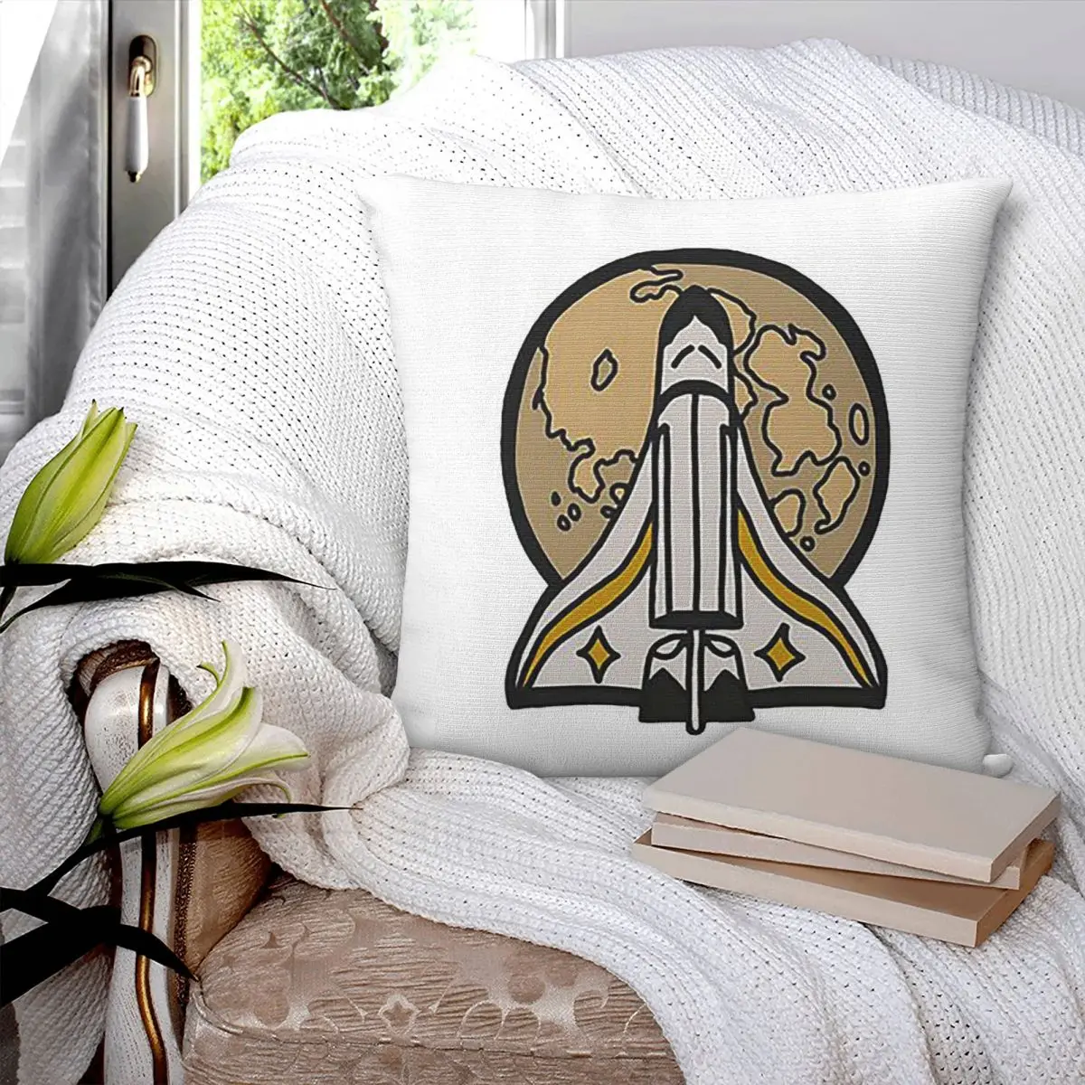 Ellie Spaceship Pin Last Of Us Part 2 Square Pillowcase Pillow Cover Cushion Decorative Comfort Throw Pillow for Home Bedroom