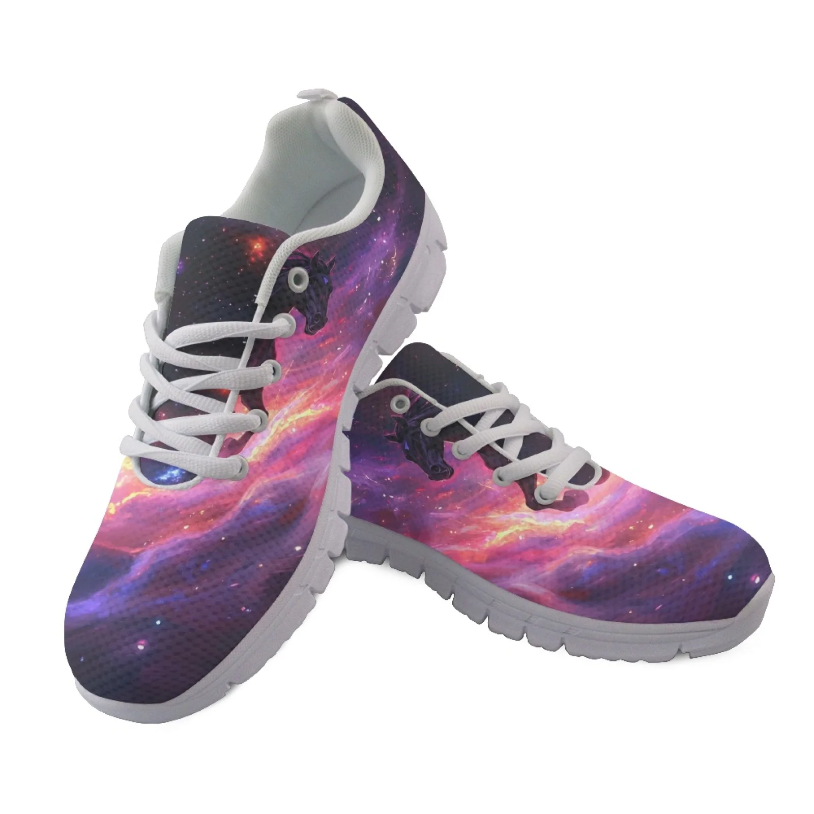 Coloranimal Camel Horse Geometric Print Comfortable Sports Running Shoes, Mesh Lace up Walking Sneakers for Mens and Women