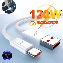 120W 10A USB Type C Super Fast Charging Cable For Huawei P40 P30 Honor Data Cord For Xiaomi Redmi 13 OnePlus 0.3/1/1.5/2/3m