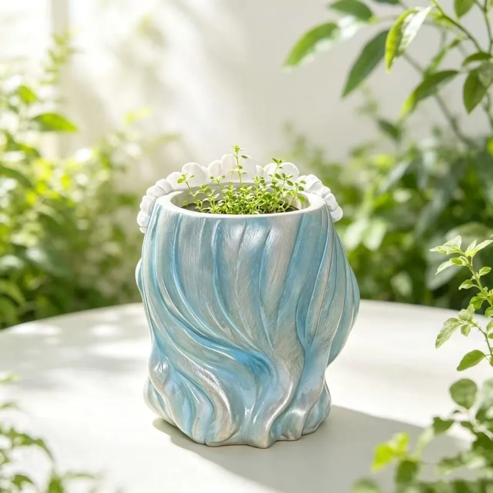 Desk Ornaments Resin Girl Shape Planter Desktop Storage Pen Holder Fairy Flowerpot Vase Decoration Flower Container Table