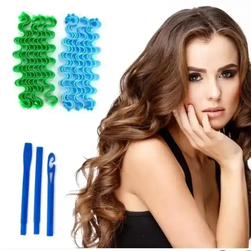 12/10PCS Heatless Curls Hair Rollers Women Hair Curling Tongs Headband Sleeping Soft Wave Formers No Heat Curls Curlers Modeler